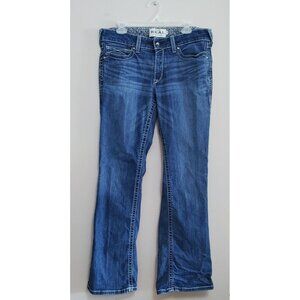 Ariat R.E.A.L Mid Rise Whipstitch Boot Cut Jeans Ocean Womens 32L Blue Low Rise